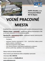 Voľné pracovné miesta - SUBTIL Slovakia, s.r.o.